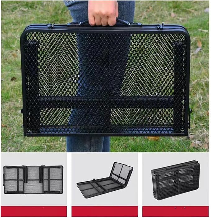Compatible for Portable Iron Mesh Folding Table Light Aluminum Alloy Camping Outdoor Barbecue Heat-Resistant and Waterproof
