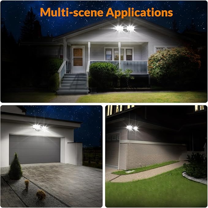 LEPOWER 28W 3000LM ‌LED Security Flood Light‌ ‌Outdoor‌ Switch Controlled Aluminum ‌Security Light‌ 2 Adjustable Heads 5500K Daylight IP65 Waterproof Wet Location for Patio Garden Yard Lights