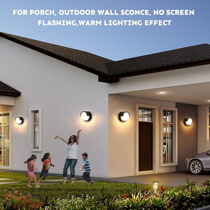 R-YY-BD-012-3K Wall Light Outdoor Modern Wall Sconce Minimalist Style Wall Mount Light Round Outdoor Aluminum Wall Light No Glare high Brightness 3000K Warm Lights Circular Aluminum Wall Light