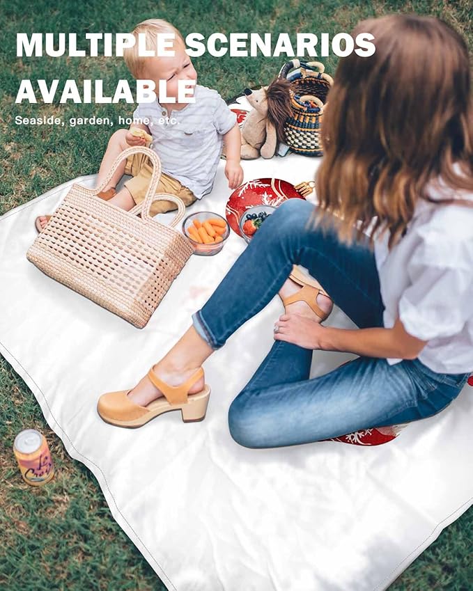 Beach Blanket Waterproof Sandproof OversizedChristmas Ball Red Poinsettia Berries Beach Mat with Corner Stakes Sand PocketsGreen Pine Leaves on White Picnic Mat for Travel Camping Hiking83x79In