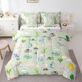 Baby Dragon 7 Piece Bedding Set Queen Size Animal Comforter Set with SheetsPillowcases &amp Cushion Cover for Boys Girls Bedroom Decor Cartoon Wildlife Bed in a Bag Microfiber Women Men Green Gray