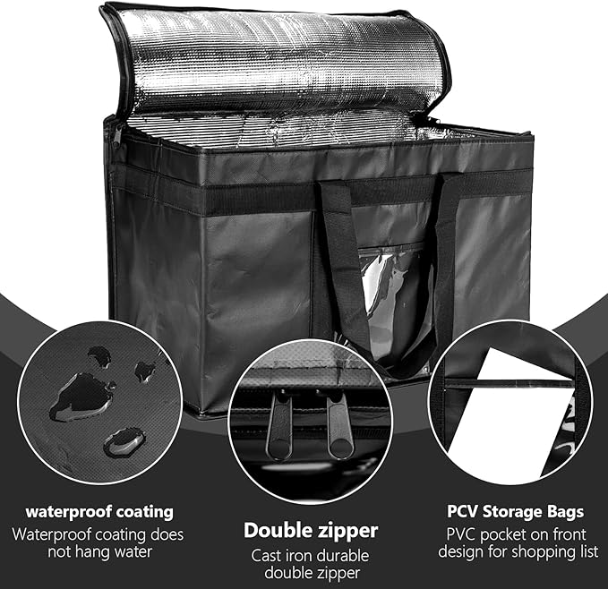 Yalin XXXL Large Insulated Cooler Bag Styrofoam Cooler of Keep Food Hot or Cold Reusable Double Zipper Food Delivery Bag for Grocery Shopping 23 W x 15 H x 14 D