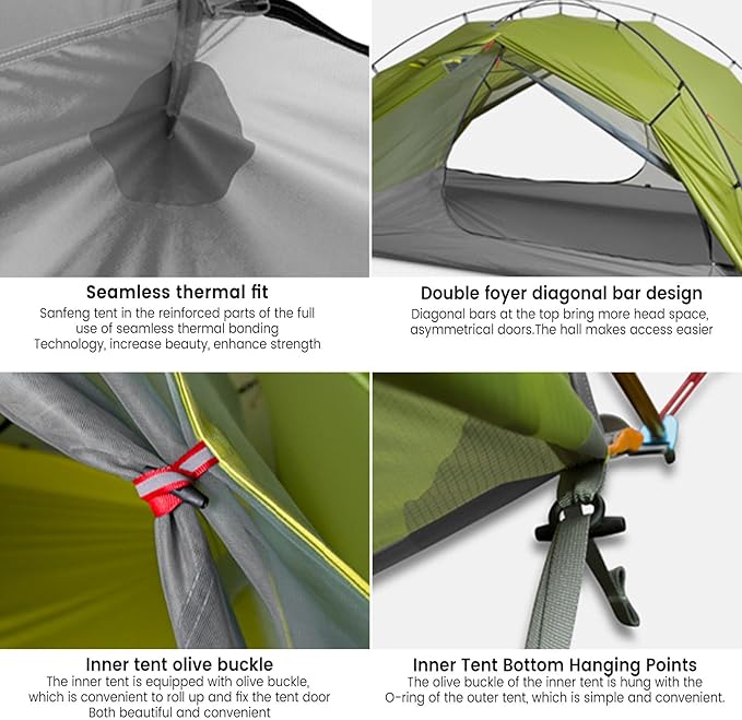 3FULGEAR Tai Chi 2 Ultralight Tent Bivvy Ground Tent for 2 Person Rainproof Windproof 3/4 Camping Tents Season for Outdoor Camping Trekking Kayaking Climbing Hiking Fishing Hunting