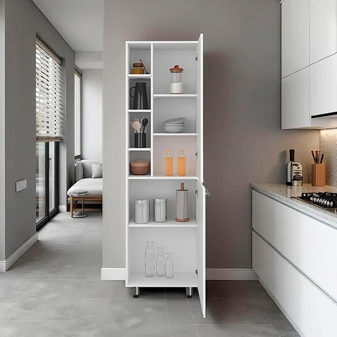 Kitchen Multiple Open and Closed Shelves Design White