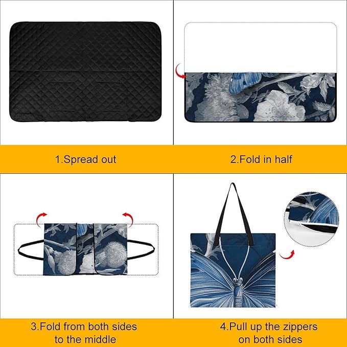 Zipper Peaceful Countryside Style Picnic Mat Suitable for Travel Camping Park Or Home Use