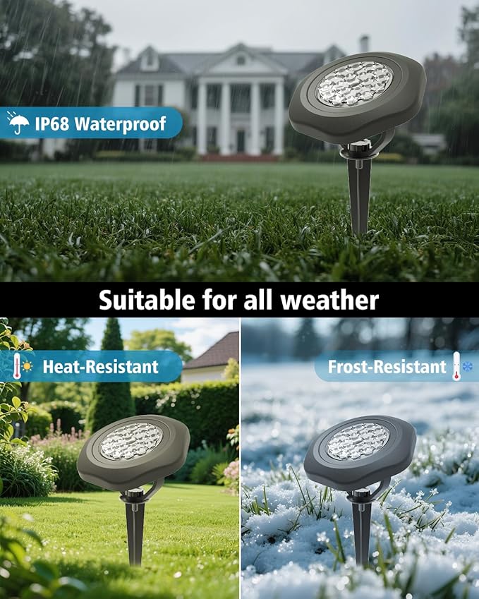 CORESLUX Solar Spot Lights Outdoor Waterproof IP68 3-in-1 LED Cool Light Solar Landscape Lights 2 Light Modes Landscape Path Lights for Outside Garden Yard Pond Pathway