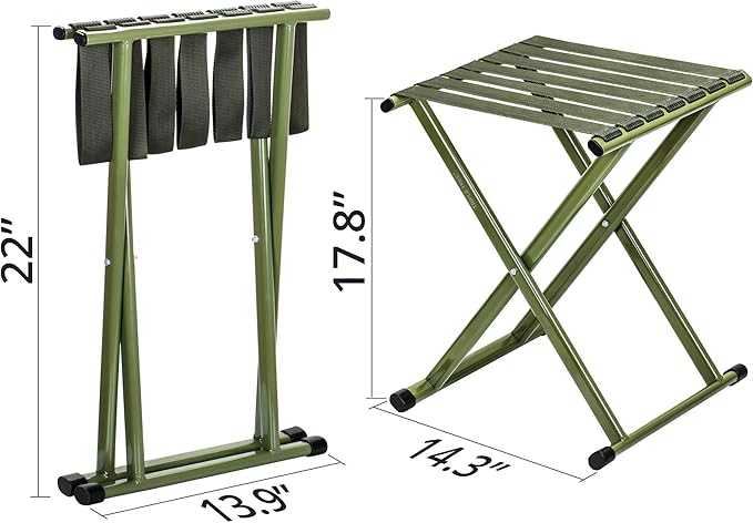 TRIPLE TREE Folding Stool 2-Pack Portable Camping Stool 17.8inch Height Lightweight Stainless Steel Foldable Chair for Outdoor Camping Walking Hunting Hiking Fishing Support 225 lbs