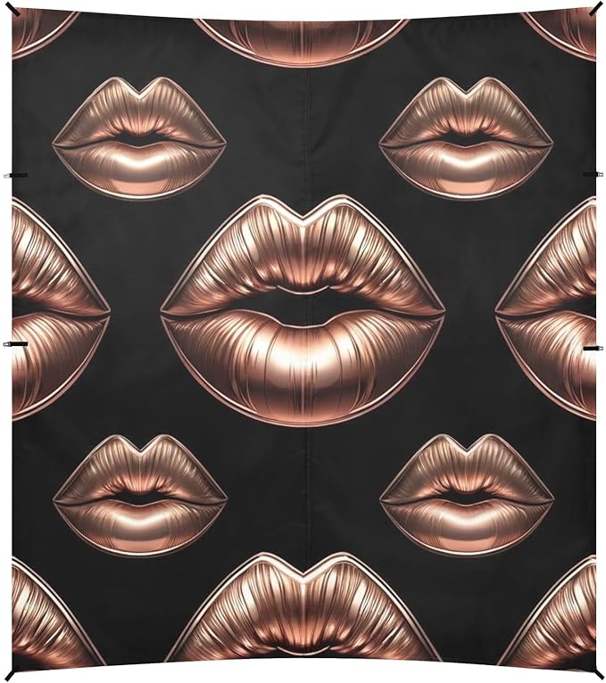 ALAZA Rose Gold Lips Beach Tent Sun Shelter UPF50+ Protection Beach Shade Canopy w/ 4 Sandbags for Outdoor Camping Fishing Backyard Fun Picnic 10x9 ft