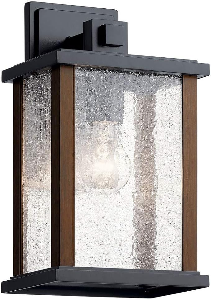 Kichler Marimount 12.75 Outdoor Wall Light in Black 1-Light Exterior Wall Sconce with Clear Ribbed Glass (12.75 H x 7.5 W) 59017BK