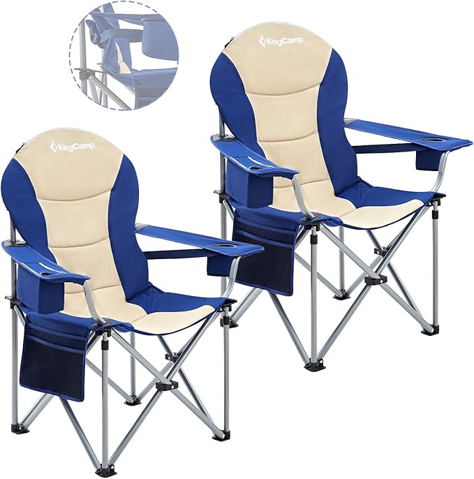 KingCamp KC2008 USCK Camping Chair Oversized 2 Pack-Navy/Beige