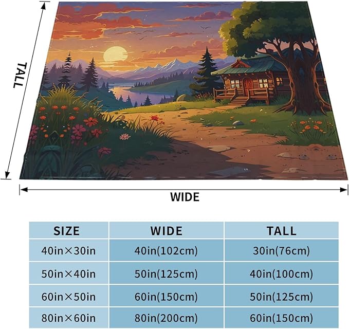 Sunset 50x40 Printed Soft Fleece Blanket for Sofa Bed and Camping - Cozy Blanket for Travel Picnics Nighttime Use