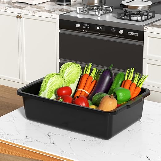 4-Pack 23 L Plastic Commercial Bus Box Restaurant Dish Bin Utility Bus Tubs Black