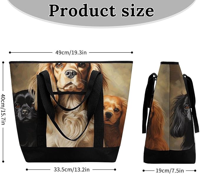 Insulated Shopping BagLarge Reusable Cooler Bags Cocker Spaniel Printed Foldable Shopping BagTravel Waterproof Shoulder Bag