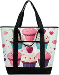 Insulated Shopping BagLarge Reusable Cooler Bags Cupcake Candy Hearts Sweet Printed Foldable Shopping BagTravel Waterproof Shoulder Bag