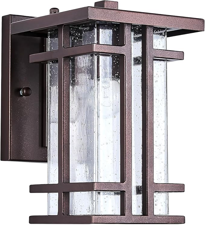 Retro Outdoor Wall Light Oil Rubbed Bronze Outside Wall Lamp with Seeded Glass Shade 10H Exterior Light Fixtures Wall Mount IP65 Waterproof Outdoor Porch House Lighting Exterior Wall Sconces E26