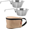 NOLITOY Portable Stainless Steel Camping Bowls Set with Foldable Handle Heat Cold Resistant Outdoor Backpacking Dinnerware for Hiking Picnic and Travel