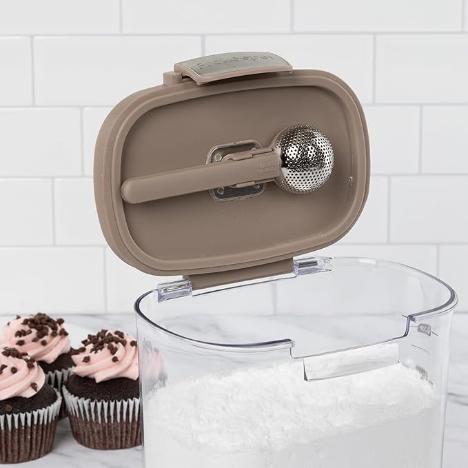 ProKeeper+ Airtight Food Storage Container Set – Clear Plastic Flour and Sugar Canister Set with Magnetic Accessories for Kitchen Organization (Taupe 13-Piece)