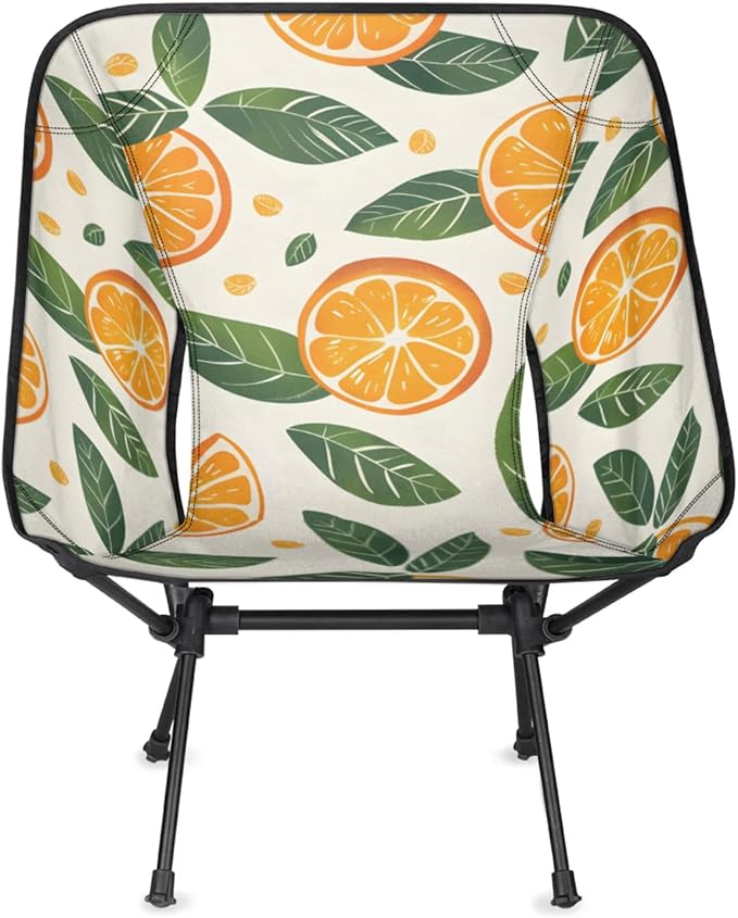Honeybaby Folding Camping Chair Cute Orange Leaves Camping Chairs Lightweight Portable Chair Outdoor Foldable Chairs for Camping Travel Picnic Beach Hiking