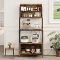 Garvee Bakers Rack with Storage Cabinet 68 Industrial 6-Tier Kitchen Storage Shelf with CabinetMicrowave StandShelvesFreestanding Coffee Bar for Pots Spices &amp Kitchen Essentials