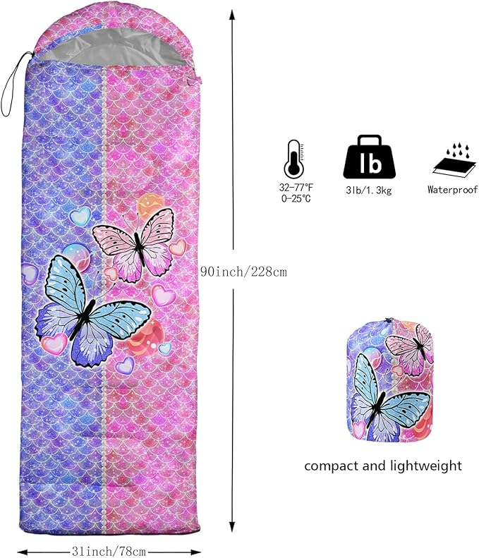 QOOMO Camping Sleeping Bags3 Season Warm &amp Cool WeatherLightweightWaterproof Sleeping Bags for Adults &amp KidsTravelingand OutdoorsCamping Gear Equipment