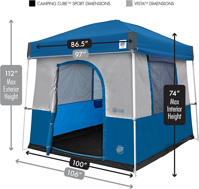 E-Z UP Camping Cube Sport Converts 10' Angled Leg Canopy into Camping Tent