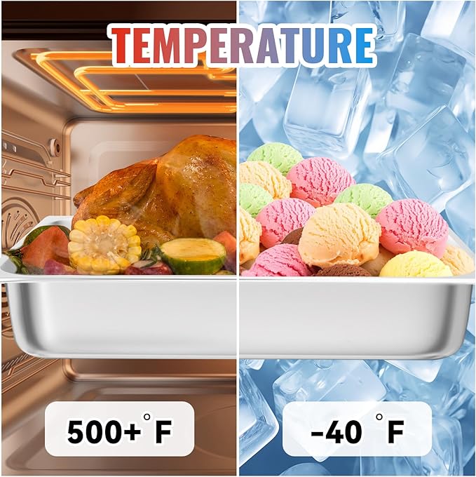 4 Pack Hotel Pans 1/1 Full Size 4’ Deep Steam Table Pan with Lid 21 L x 13 W Commercial Stainless Steel Pan Food Containers Catering Supplies Buffet Display