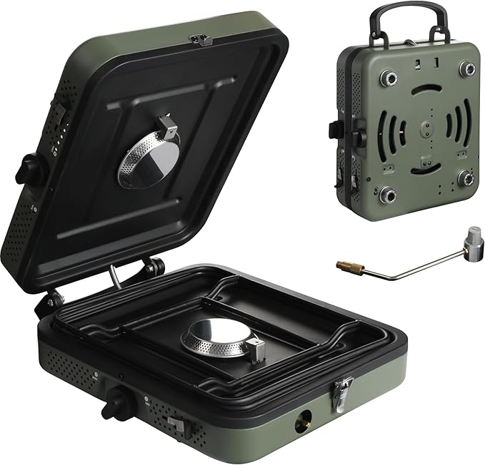 2 Burner Propane Camping StovePortable Folding Gas Stove for Camping with 17200 BTUTwo Adjustable Burners with Easy Carrying Handle&ampInlet Gas PipeOutdoor Camp Stove for Camping Backpacking