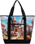 Insulated Shopping BagLarge Reusable Cooler Bags Candy Land Printed Foldable Shopping BagTravel Waterproof Shoulder Bag
