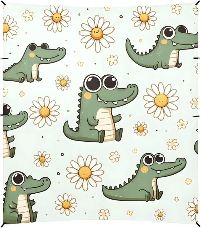 Cute Little Daisy Cartoon Crocodile Camping Sun Shelter Beach Tent Portable Beach Sun Shade Outdoor Canopy for Camping Trips Fishing Picnic