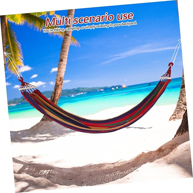 Totority 1set Outdoor Camping Hammock Thickened Canvas Single Bed Heavy Duty Tree-Mounted Design Resting Easy Setup for Camping Beach and Picnics
