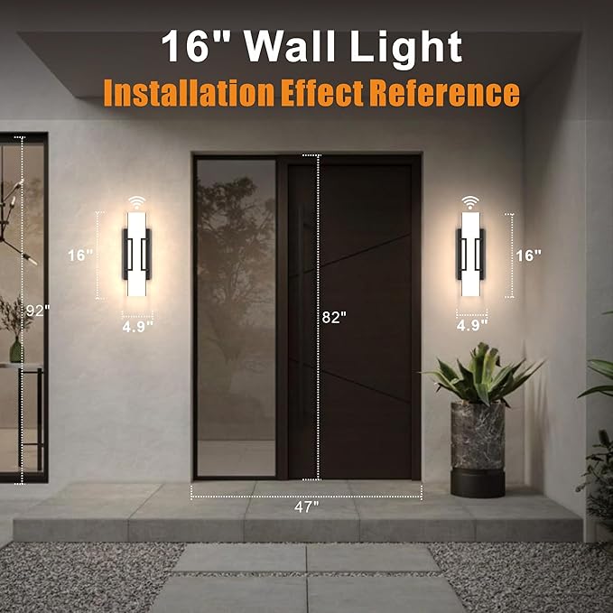 Hyunbae Dusk to Dawn Outdoor Lighting Fixtures Sensor Modern Outdoor Wall Sconce LED Wall Mount Porch Light Dimmable IP65 Waterproof Outside Wall Lights for House Doorway Garage Entryway 3000K
