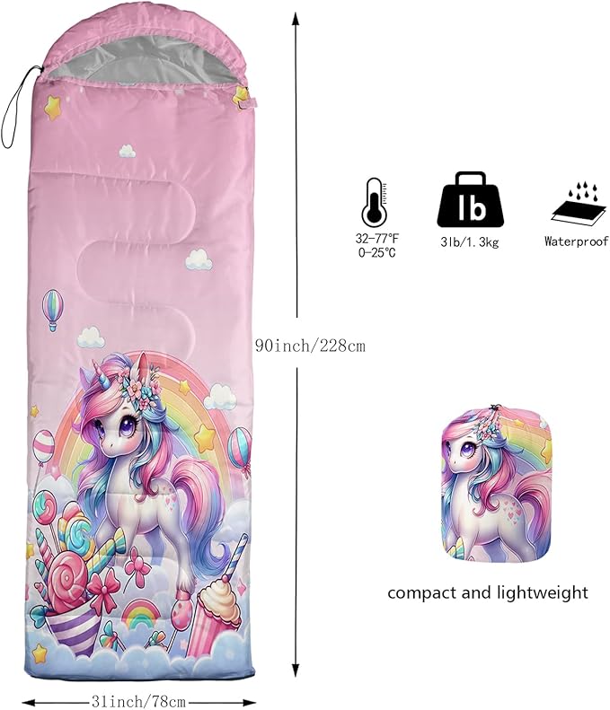 HOSIMA Dear Hunting Pattern Cold Weather Sleeping Bags for Kids AdultsBlack Light Weight Waterproof Sleeping Bags for Outdoors Hiking.