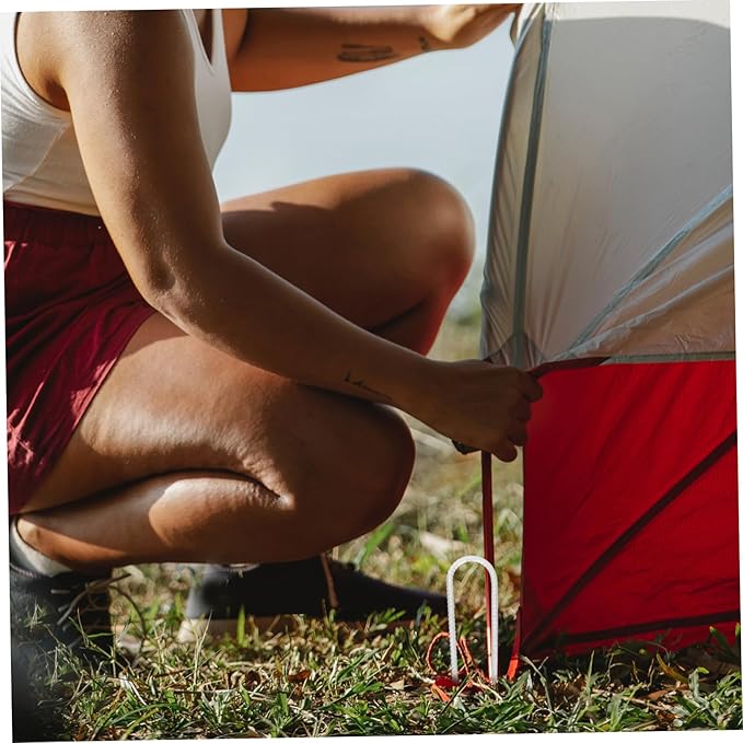 4Pcs U Shaped Steel Ground Nails for Securing Camping Tents and Trampolines Durable Stakes Lightweight and Portable for Safety and Hard Soil Insertion
