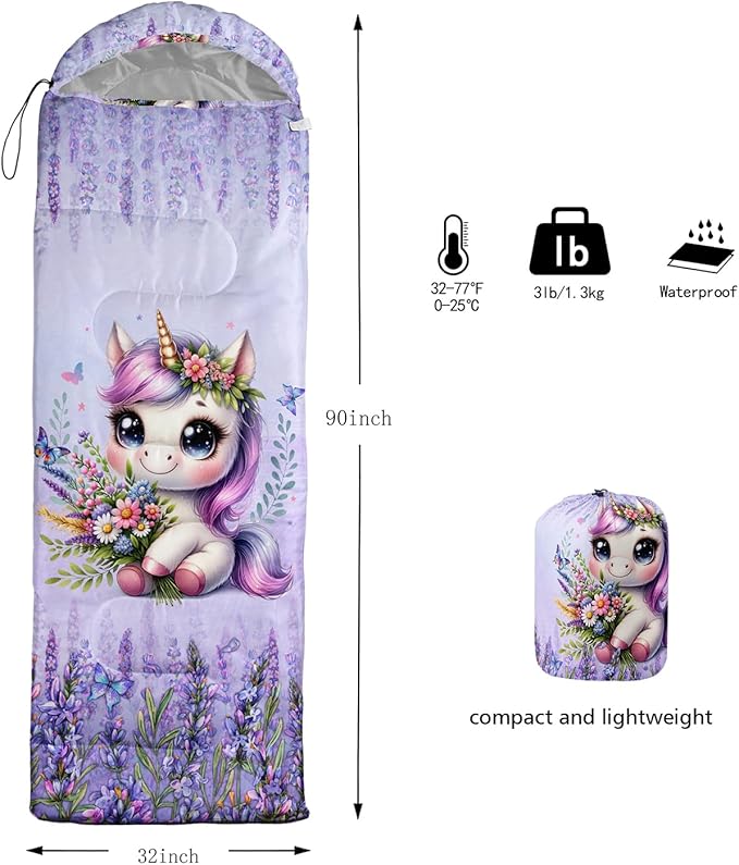 HOSIMA Dear Hunting Pattern Cold Weather Sleeping Bags for Kids AdultsBlack Light Weight Waterproof Sleeping Bags for Outdoors Hiking.