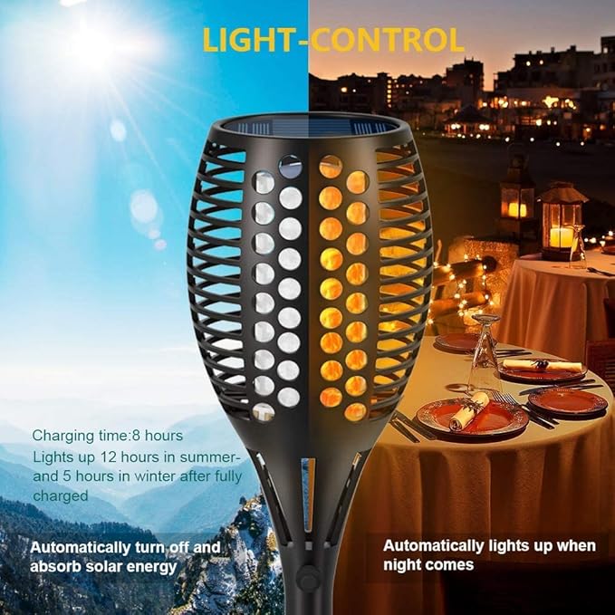 Aityvert Solar Lights 43 Flickering Flames Torch Lights Outdoor Waterproof Landscape Decoration Lighting Dusk to Dawn Auto On/Off Security Flame Lights for Yard Garden Pathway Driveway (8 Pack)