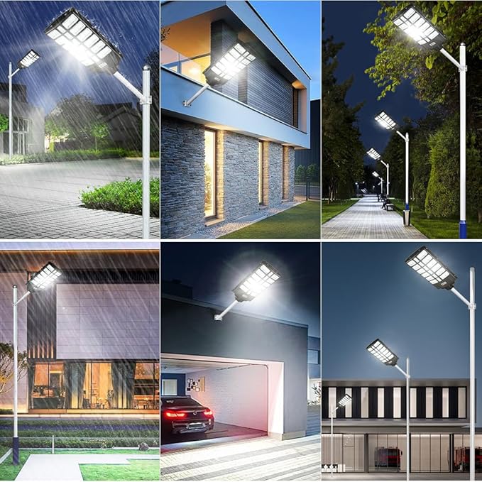 16000W Solar Street Lights Outdoor 100000 Lumens Dusk to Dawn Motion Sensor Security Flood Light with Remote Control Wireless Waterproof Perfect for GardenYard Street Parking lot