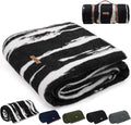 100% Wool Blanket 48 x 62 Warm Thick Washable Military Wool Blanket Great for Camping Outdoors Sporting Events Survival KitsBlack White Striped