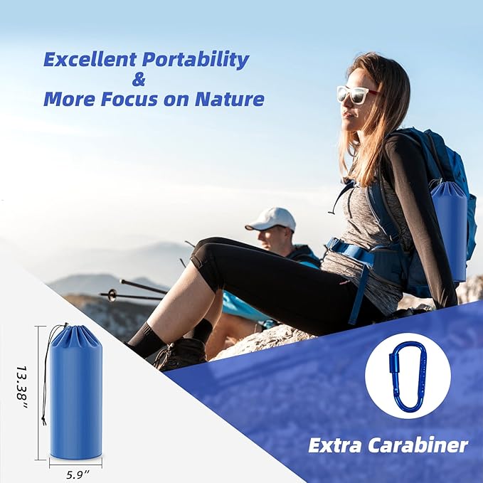 32.68 Extra Wide Sleeping Pad for Camping Camping Mattress with Pillow Inflatable Sleeping Pads with Built-in Foot Pump 5.11 Thickened Sleeping Mat for Backpacking Hiking Tent (Blue)