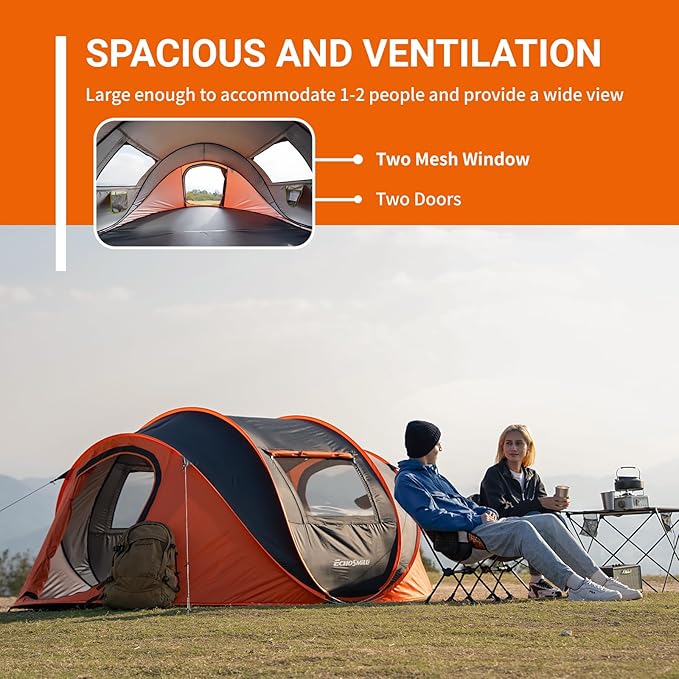 EchoSmile Instant Pop Up Camping Tent 2/4/6 Person Easy Setup Tent Water Resistant Dome Portable with Carry Bag