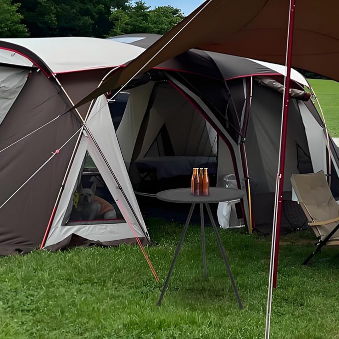 1pc Compact Round Folding Table for Camping Portable Adjustable Height Lightweight Design for Picnics and Outdoor Activities Small Foldable Camping Table for Easy Storage