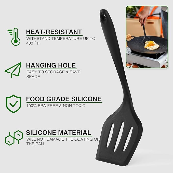 Camping Cooking Essentials Utensils Set - Camp Cookware Kitchen Accessories Kit Camper Gear Must Haves Stainless Steel &amp Silicone RV Car Portable Outdoor Equipment Tool