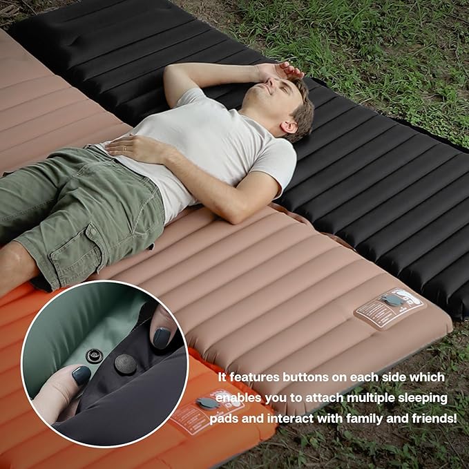 Inflatable Sleeping Pad for Camping Ultralight Camping Mat Air Mattress Built-in Pump Durable Waterproof Compact Sleeping Mat for Outdoor Backpacking Hiking Black
