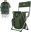 Portal Backpack Cooler Chair Fishing Chairs with Backrest Folding Camping Stool Compact for Outdoors Hiking Hunting Travel Supports 225 lbs Capacity