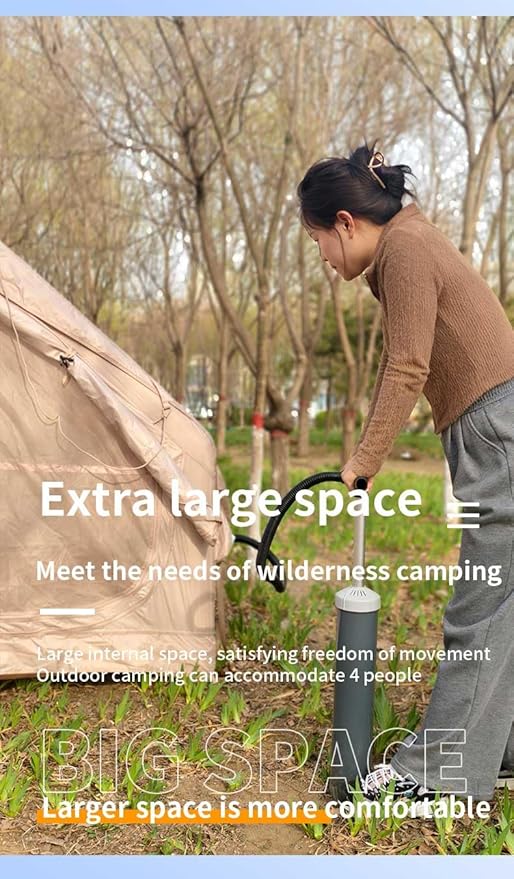 2025 Upgraded Waterproof Inflatable Camping Tent for 5-8 People No Assembly Needed Luxury Glamping House Oxford Fabric Inflatable Camping Tents with Hand Pump