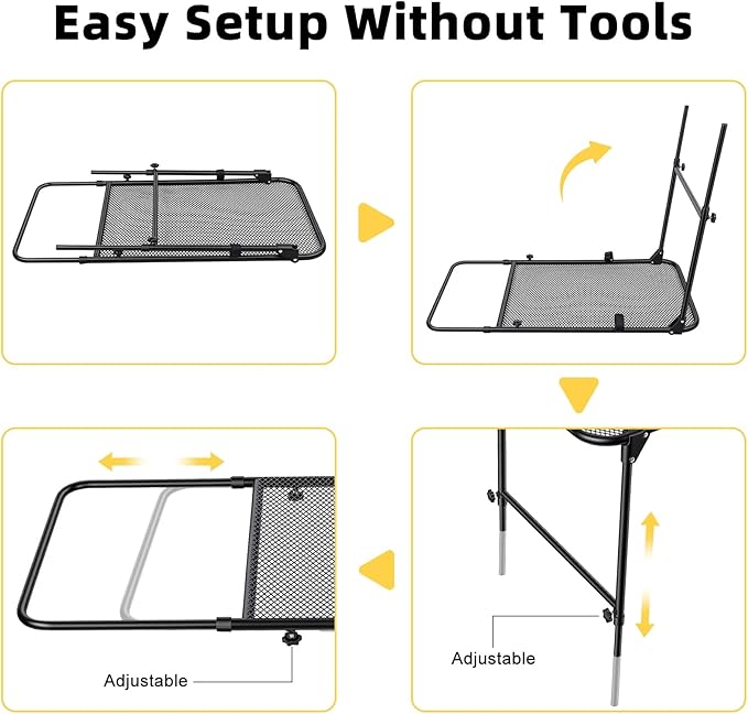 Camping Table for Tire Mount 66Lbs Capacity Heavy Duty Carbon Steel Foldable Table Portable Side Stand for Car Tailgate and RV Travel Black