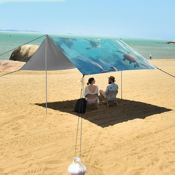 Sea TurtleCamping Sun Shelters 9.2 x 10.5 FT Beach Canopy Tent Sun Shade with Carrying Bag for Camping Trips Fishing Backyard Fun or Picnics 21340796