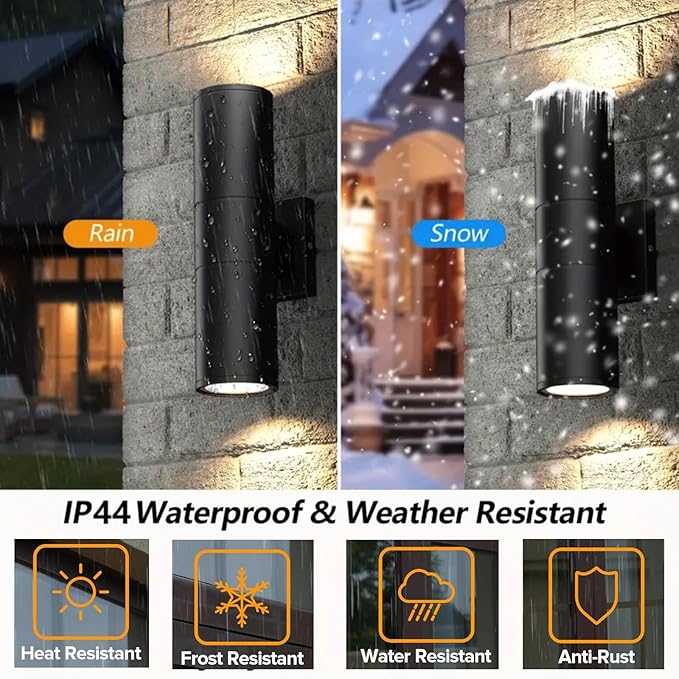 1Pack 14inch LED Square Up &amp Down Wall Lights14W Outdoor Wall Light 4000K Day White Aluminum Body Waterproof IP65 LED Exterior Light Fixtures Wall Mount for House Patio Garage Garden.