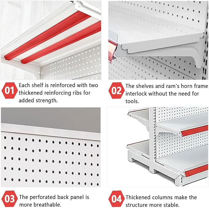165cm/195cm Tall Retail Snack Display Shelf Floor-Standing Food Rack Holder for Grocery Supermarket Department Stores Chips/Candy/Drinks Organizer 93x80x195cm(Ten-Shelves)