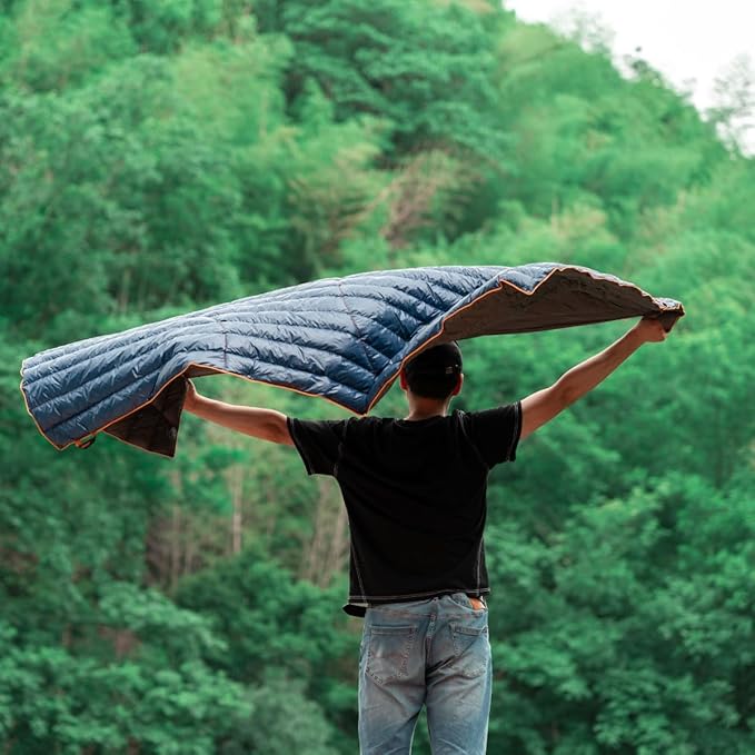 ZOOOBELIVES Ultralight Down Camping Blanket - 1.35lbs 650 Fill Power Puffy Quilt. Compact &amp Warm Comforter for Travel Beach Hammock Backpacking - Elevate Your Outdoor Comfort - AlpliveR300