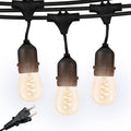 Brightech Ambience Pro - Waterproof LED Outdoor String Lights - 15 Bulbs Dimmable 2W Vintage Spiral Edison Bulbs - 48 Ft Commercial Grade Patio Lights Cafe Ambience in Your Backyard